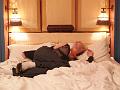 Christy basks in our hotel bed 3